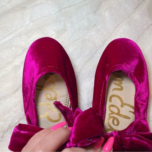 Sam Edelman Girls Felicity Mary Jane Flats Velvet Pink Fuchsia - Picture 8 of 8